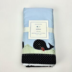 NWT Pottery Barn Kids Jackson Crib Bed Skirt Whales Fish Cotton Blue